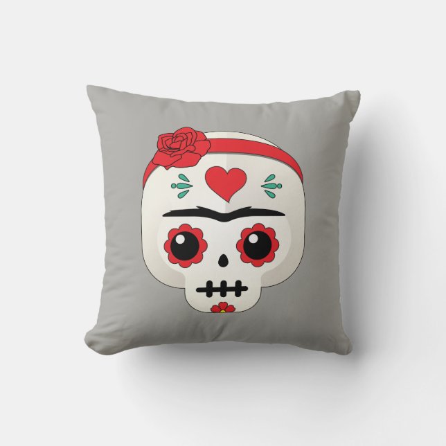Frida Kahlo | FridaMoji - Sugar Skull Kussen (Voorkant)