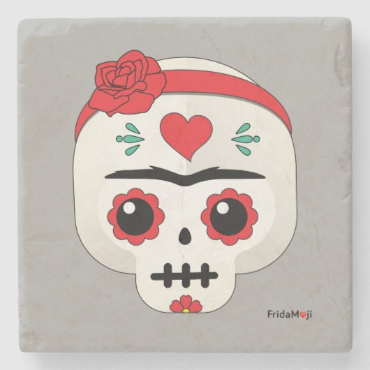 Frida Kahlo | FridaMoji - Sugar Skull Stenen Onderzetter (Voorkant)