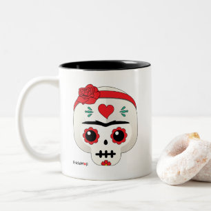 Frida Kahlo   FridaMoji - Sugar Skull Tweekleurige Koffiemok