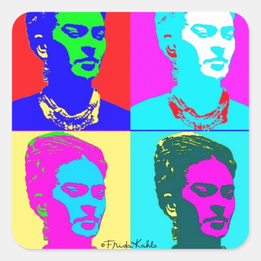 Frida Kahlo geïnspireerd portret Vierkante Sticker (Voorkant)