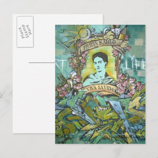 Frida Kahlo Graffiti Briefkaart (Voorkant / Achterkant)