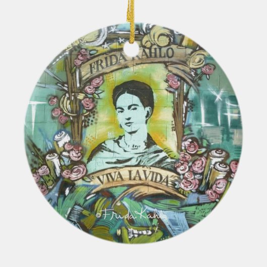 Frida Kahlo Graffiti Keramisch Ornament (Achterkant)