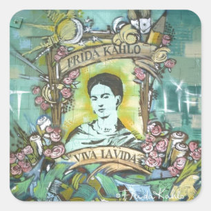 Frida Kahlo Graffiti Vierkante Sticker