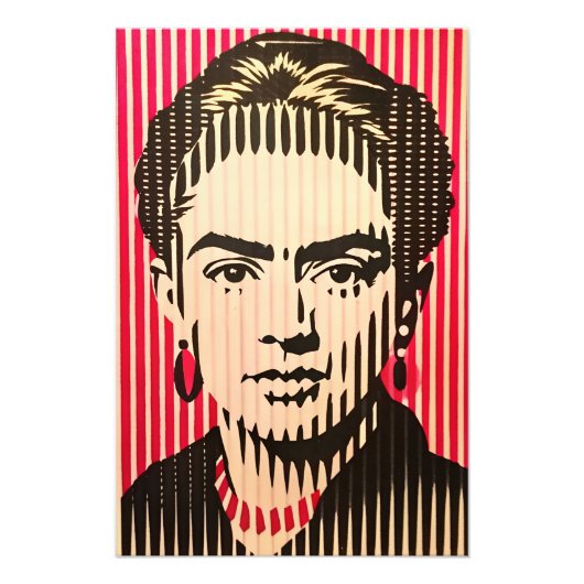 Frida Kahlo in BAUHAUS optische illusie stijl Foto Afdruk (Voorkant)