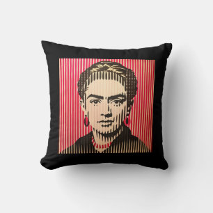 Frida Kahlo in BAUHAUS optische illusie stijl Kussen