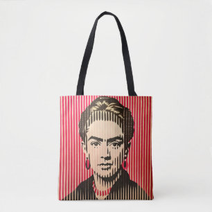 Frida Kahlo in BAUHAUS optische illusie stijl Tote Bag