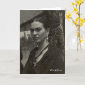 Frida Kahlo in Zwarte Kaart (Gele Bloem)