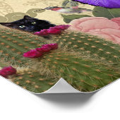 Frida Kahlo Kat Aap Kleurrijke Bloemen Collage Poster (Hoek)