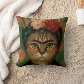 Frida Kahlo Kat Portret Bloemstuk Kunstprint Kussen (Deken)