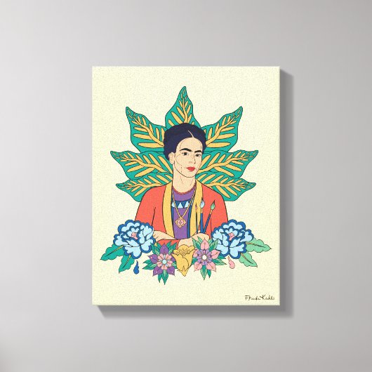 Frida Kahlo Kleurrijke Floral Graphic Canvas Afdruk (Voorkant)