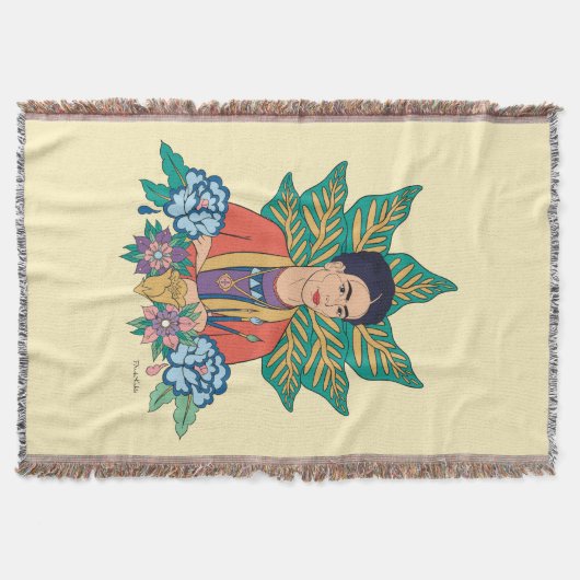 Frida Kahlo Kleurrijke Floral Graphic Deken (Voorkant)