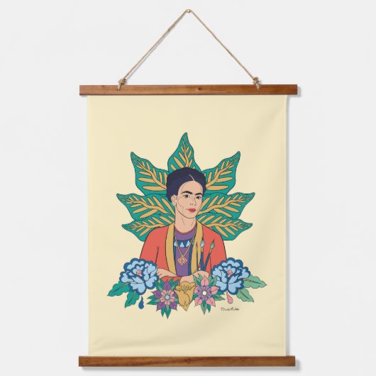 Frida Kahlo Kleurrijke Floral Graphic Hangend Wandkleed (Voorkant)