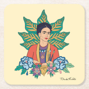 Frida Kahlo Kleurrijke Floral Graphic Kartonnen Onderzetters