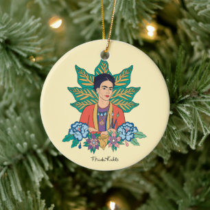 Frida Kahlo Kleurrijke Floral Graphic Keramisch Ornament