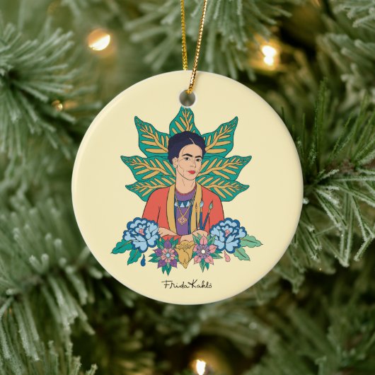 Frida Kahlo Kleurrijke Floral Graphic Keramisch Ornament (Boom)