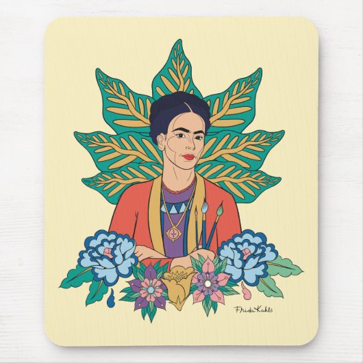 Frida Kahlo Kleurrijke Floral Graphic Muismat (Voorkant)