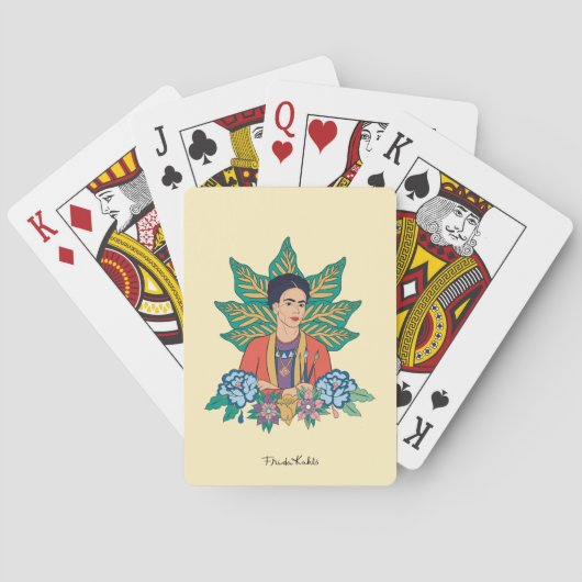 Frida Kahlo Kleurrijke Floral Graphic Pokerkaarten (Achterkant)
