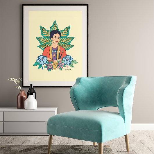 Frida Kahlo Kleurrijke Floral Graphic Poster