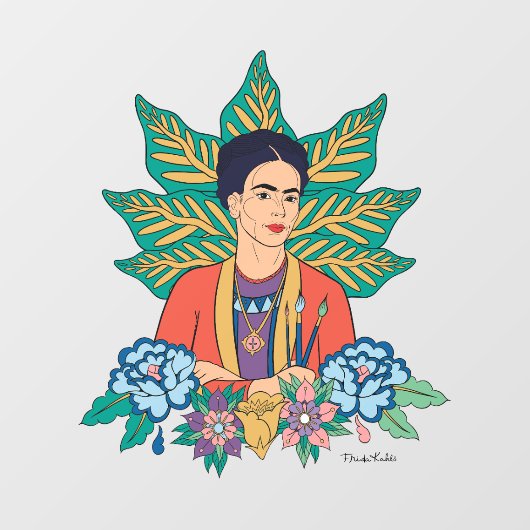 Frida Kahlo Kleurrijke Floral Graphic Raamsticker (Vel)