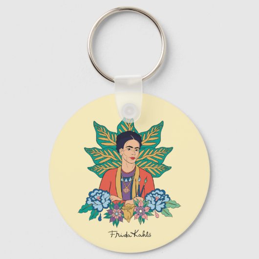 Frida Kahlo Kleurrijke Floral Graphic Sleutelhanger (Voorkant)