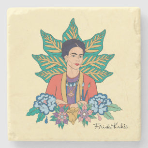 Frida Kahlo Kleurrijke Floral Graphic Stenen Onderzetter