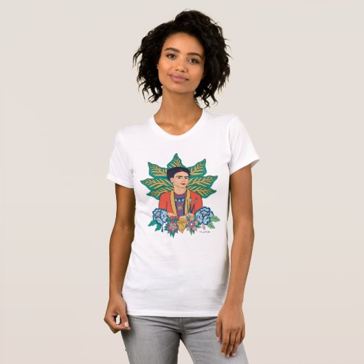 Frida Kahlo Kleurrijke Floral Graphic T-shirt (Voorkant volledig)