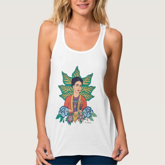 Frida Kahlo Kleurrijke Floral Graphic Tanktop (Voorkant)