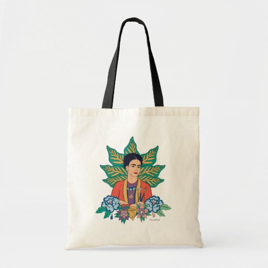 Frida Kahlo Kleurrijke Floral Graphic Tote Bag (Voorkant)