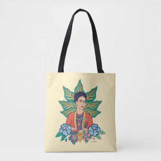 Frida Kahlo Kleurrijke Floral Graphic Tote Bag (Voorkant)