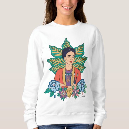 Frida Kahlo Kleurrijke Floral Graphic Trui (Voorkant)