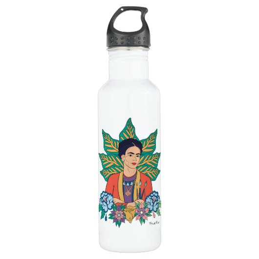 Frida Kahlo Kleurrijke Floral Graphic Waterfles (Voorkant)