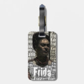Frida Kahlo Lettering Portrait Bagagelabel (Achterkant verticaal)