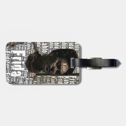Frida Kahlo Lettering Portrait Bagagelabel (Achterkant horizontaal)