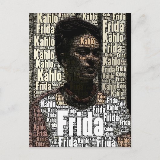 Frida Kahlo Lettering Portrait Briefkaart (Voorkant)