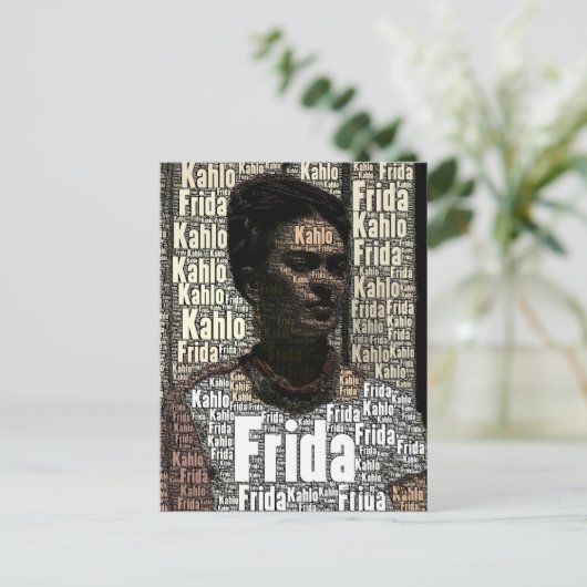 Frida Kahlo Lettering Portrait Briefkaart (Staand voorkant)