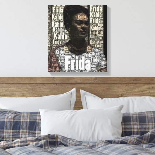 Frida Kahlo Lettering Portrait Canvas Afdruk (Insitu (Slaapkamer))