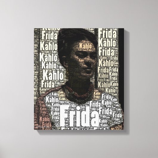 Frida Kahlo Lettering Portrait Canvas Afdruk (Voorkant)
