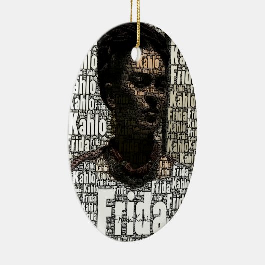 Frida Kahlo Lettering Portrait Keramisch Ornament (Rechts)