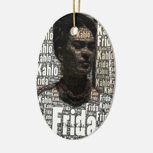 Frida Kahlo Lettering Portrait Keramisch Ornament (Links)