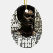 Frida Kahlo Lettering Portrait Keramisch Ornament (Achterkant)