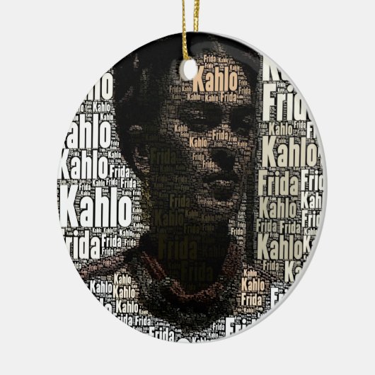 Frida Kahlo Lettering Portrait Keramisch Ornament (Links)