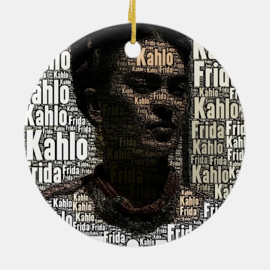 Frida Kahlo Lettering Portrait Keramisch Ornament (Achterkant)