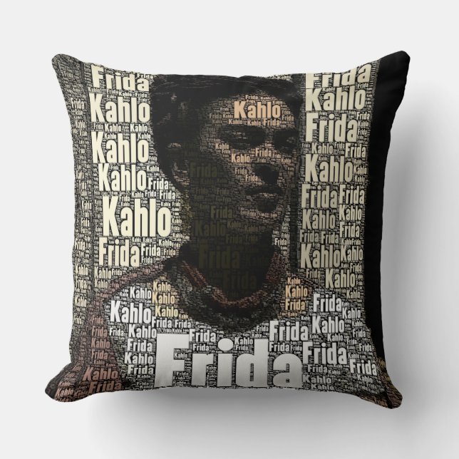 Frida Kahlo Lettering Portrait Kussen (Voorkant)