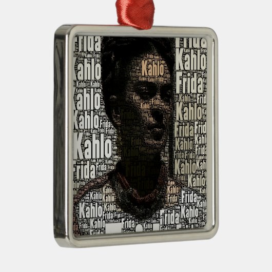 Frida Kahlo Lettering Portrait Metalen Ornament (Rechts)