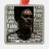 Frida Kahlo Lettering Portrait Metalen Ornament (Voorkant)