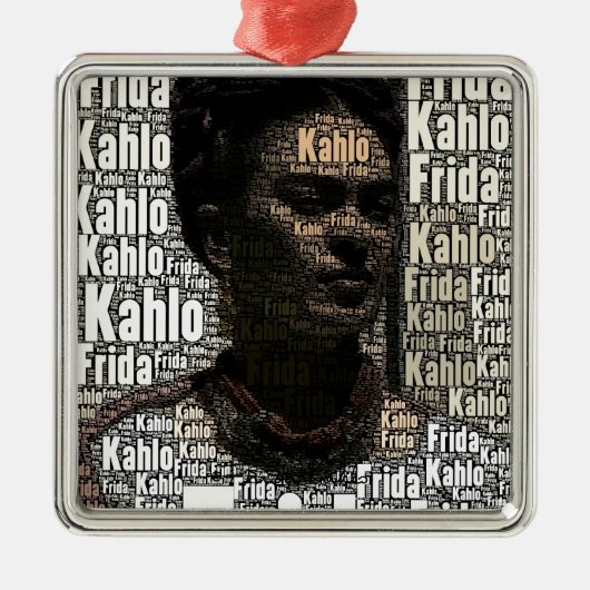 Frida Kahlo Lettering Portrait Metalen Ornament (Voorkant)