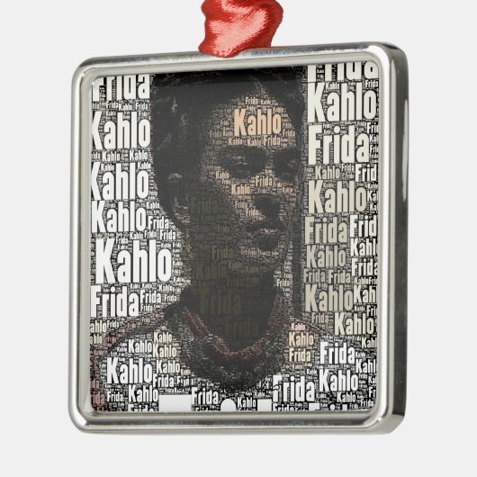 Frida Kahlo Lettering Portrait Metalen Ornament (Links)