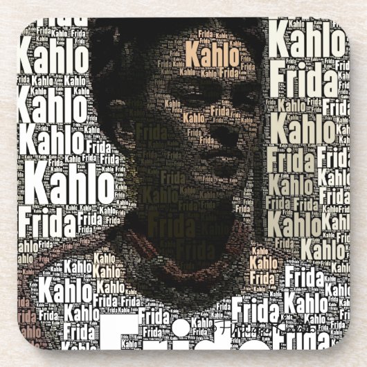 Frida Kahlo Lettering Portrait Onderzetter (Voorkant)