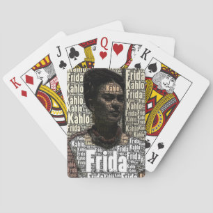 Frida Kahlo Lettering Portrait Pokerkaarten