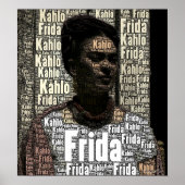 Frida Kahlo Lettering Portrait Poster (Voorkant)